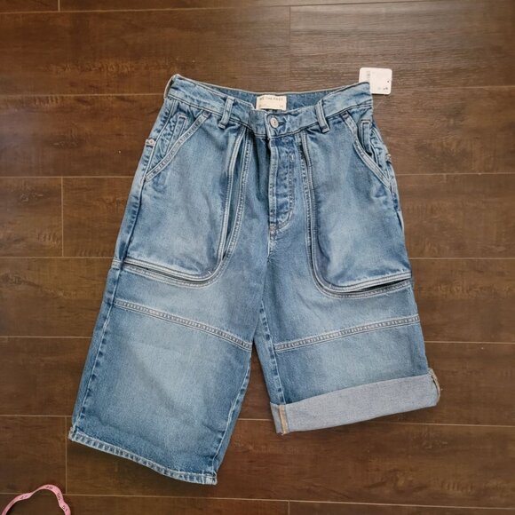 Free People Havasu Slouchy Cropped Jeans Jorts Womens 26 Oversized Y2K 90s Relax - Picture 3 of 9